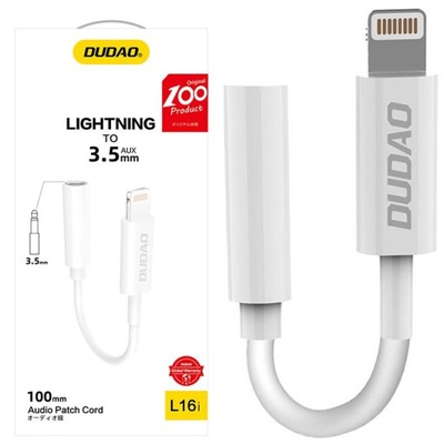 DUDAO ADAPTER PRZEJŚCIÓWKA DO SŁUCHAWEK Z LIGHTNING NA MINI JACK 3,5MM BIAŁ