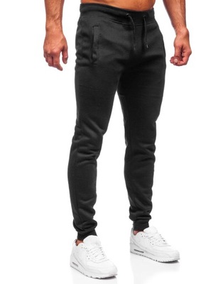 Spodnie męskie joggery dresowe czarne Denley XW01-A2_M