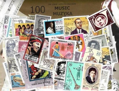 Zestaw 100 znaczków pocztowych - MUZYKA