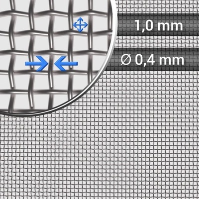 Siatka nierdzewna tkana 1x1/0,4 (0,5m2)