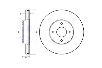 DELPHI DISCOS DE FRENADO 2 PIEZAS PARTE DELANTERA NISSAN MICRA IV NOTE 1.2 1.5D  