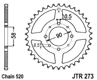 ENGRANAJE PARTE TRASERA JT 45-ZEBOW HONDA CA 125 1995-2000  