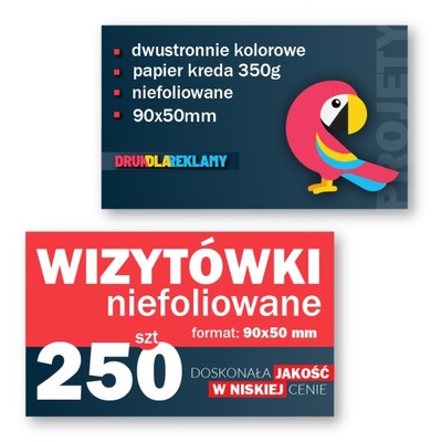 WIZYTÓWKA NIEFOLIOWANA DRUK TWÓJ PROJEKT 250szt