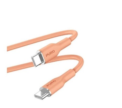 Kabel Przewód Puro ICON Soft USB-C do USB-C 1,5 metra Pomarańczowy