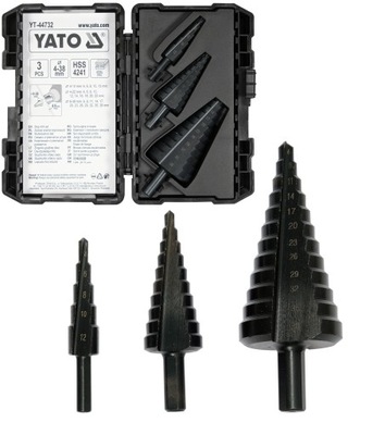 YATO JUEGO WIERTEL STOPNIOWYCH STOZKOWYCH HSS4241 PARA METALU 3SZT. 4-38MM  