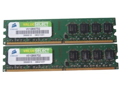 Pamięć DDR2 PC2 2GB 667MHz PC5300 Corsair 2x 1GB Dual Gwarancja