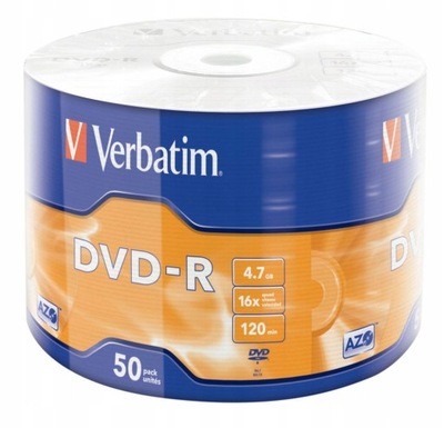 Płyty DVD-R 4,7 GB Verbatim AZO x16 cake 50 120min