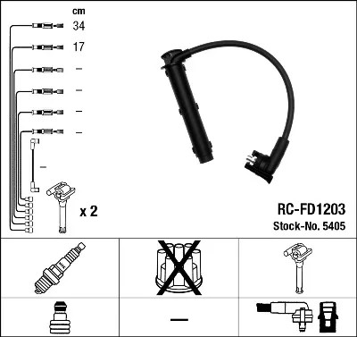 КОМПЛЕКТ ТРУБОК ZAPŁONOWYCH NGK RC-FD1203 5405