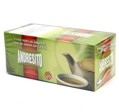 Yerba Mate Andresito elaborada con palo saszetki COCIDO 25x3g