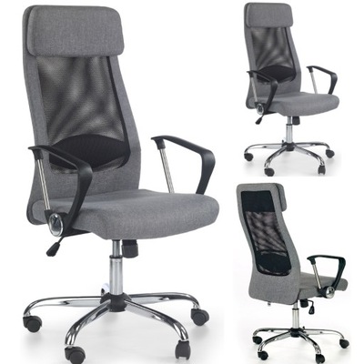 Fotel obrotowy gabinetowy biurowy szary krzesło obrotowe do biurka