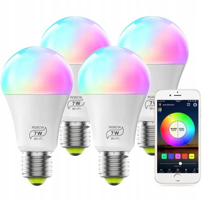 INTELIGENTNA ŻARÓWKA LED SMART RGBCW 7W WIFI E27