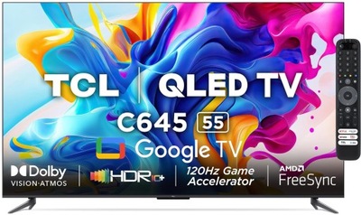 Telewizor QLED TCL 55C645 55" 4K UHD czarny