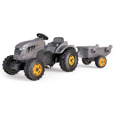 SMOBY Traktor XXL Szary na Pedały z Przyczepką