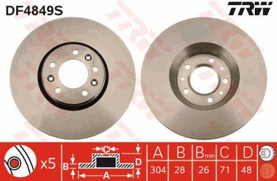 DISCOS DE FRENADO PARTE DELANTERA TRW DF4849S  