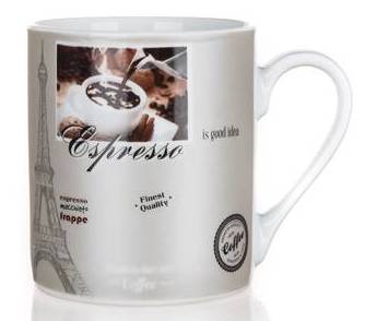 KUBEK NA KAWĘ espresso herbatę LATTE 2szt 250 ml PARIS srebrny coffee