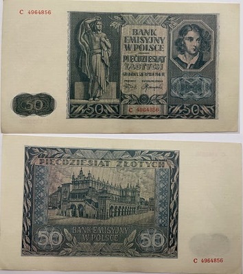 Banknot 50 zł 1941 r. stan -1/+2