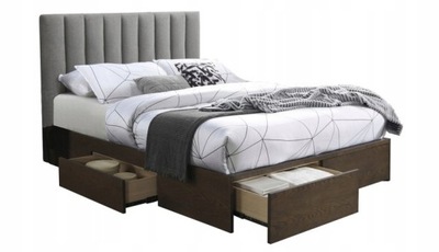 GORASHI 160cm łóżko z szufladami popielaty/orzech