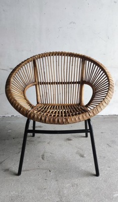 Bambusowy fotel z lat 60