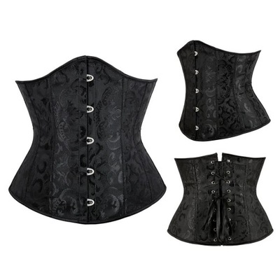 PREMIUM Czarny Klasyczny Gorset wiąznany UNDERBUST