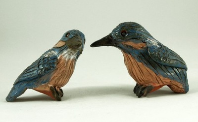 Ceramiczna figurka ptaka 2 zimorodki