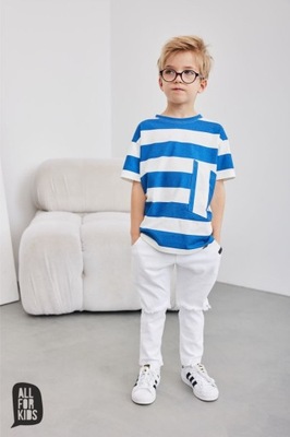 t shirt paski biało niebieskie all for kids 122-128
