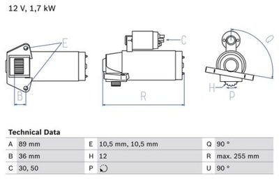 СТАРТЕР (12V, 1,7KW) ПОДХОДИТ DO: FORD TRANSIT, TRANSIT V363 2.2D-2.4