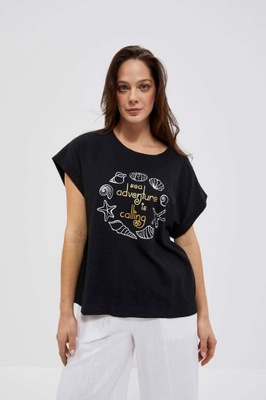 Bawełniany t-shirt z nadrukiem S od MOODO