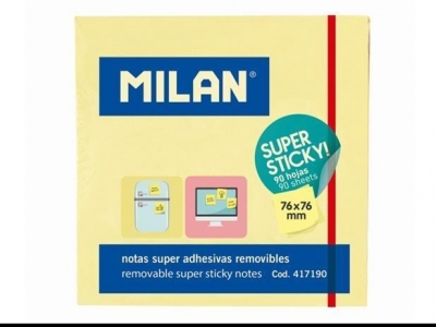Karteczki samoprzylepne Milan Super Sticky, żółte