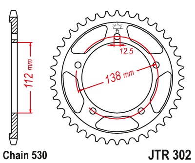 ENGRANAJE PARTE TRASERA DE ACERO JTR302.40 40Z TAMAÑO 530  