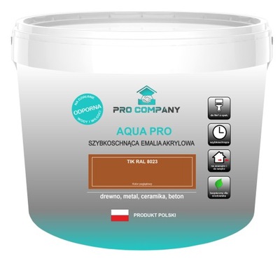 AQUA PRO Emalia Akrylowa Szybkoschnąca 5L Tik RAL 8023