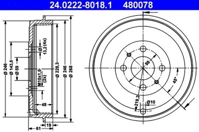 БАРАБАН ТОРМОЗНОЙ ATE 24.0222-8018.1