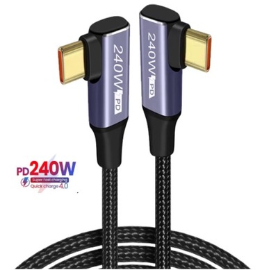 Kabel USB -C do USB C PD 240W QC4.0 kątowy 2M