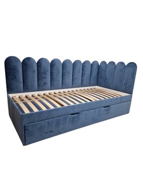 Łóżko dziecięce BISZKOPT 90x200 - dwie f.spania i pojemnik - granat