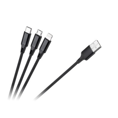 Kabel 3w1 USB - Micro USB USB typu C Lightning