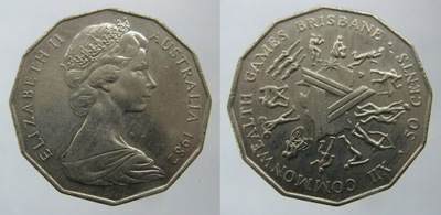 538. AUSTRALIA, 50 CENTÓW, 1982 IGRZYSKA WSPL.