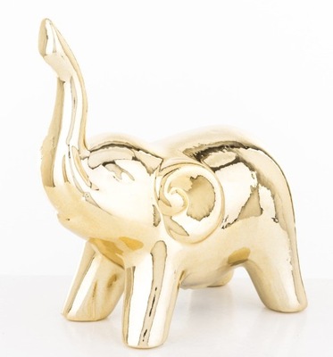 Słonik słoń złoty na szczęście ceramika figurka