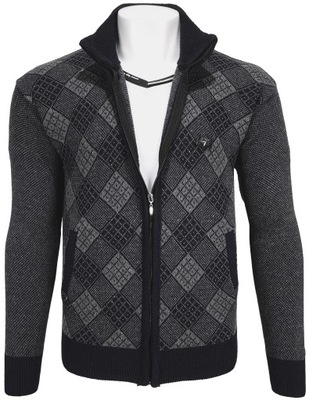 Sweter męski rozpinany wzory czarny R173 r. XXL
