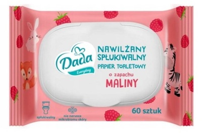 DADA Nawilżany spłukiwany papier toaletory Malinowy 60 szt