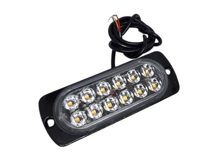 ŽIBINTAS ĮSPĖJAMOJI ŽYBSINTI 24 DIODINĖ (4X3LED) 10-30V ORANŽINĖ 