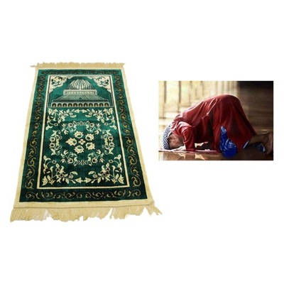 Muzułmański dywanik modlitewny Mata modlitewna muzułmaninem dla mężczyzn i kobiet Ramadan Holiday Green
