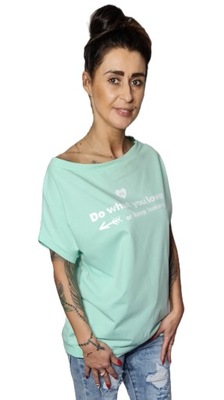 By o la la t-shirt bluzka DO WHAT YOU LOVE mięta M