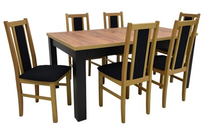 Stół rozkładany 90x160/200 w zestawie z krzesłami 6 szt