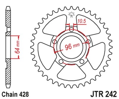 JT KRUMPLIARATIS GALINĖ 242 53 HONDA XL 125 R '82-87 