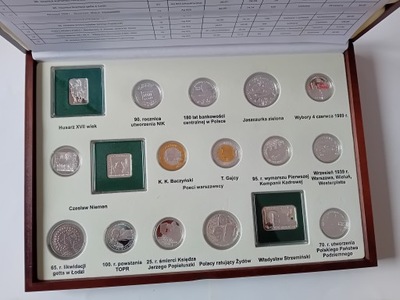 kompletny rocznik 2009 srebrnych monet kolekcjonerskich NBP w kasecie