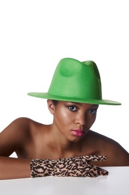 Filcowy kapelusz fedora zielona