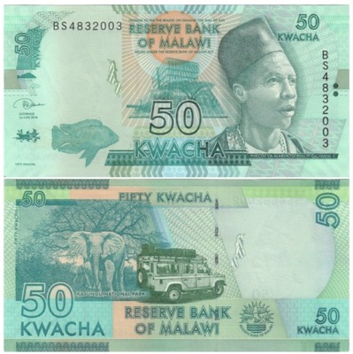 MALAWI 50 KWACHA 2018 P-64e UNC