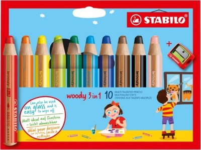 STABILO woody 3 w 1 kredki etui z temperówką 10szt