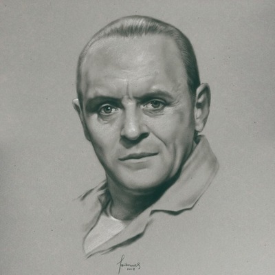 Portret ze zdjęcia ołówkiem Hannibal Lecter Anthony Hopkins A3