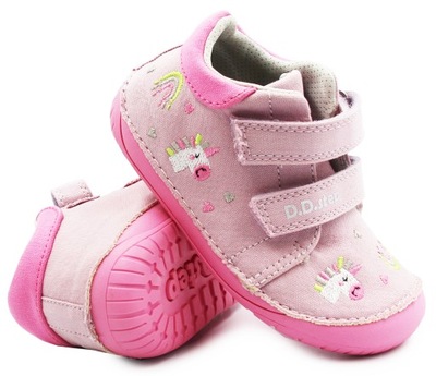 Różowe Buty Dla Dziewczynki Na Rzep BAREFOOT Półbuty DD STEP 21
