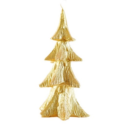 Świeca złota choinka świąteczna, wys. 24 cm